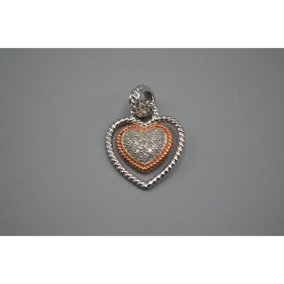 Sterling Silver Heart Pendant Set of 3 925 JS Gold Bronze Cubic Zirconia 9.95g - Picture 6 of 9